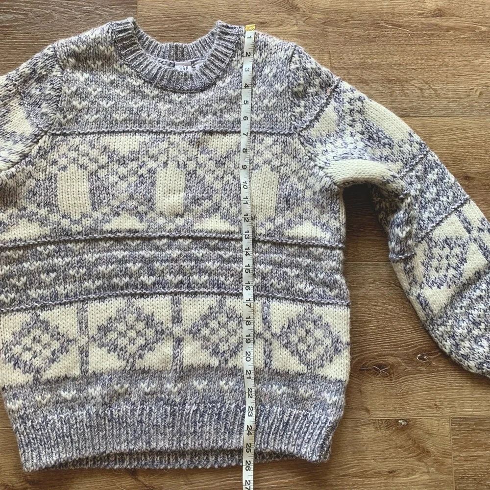 GAP Chunky Fair Isle Crew Neck Sweater Womens Medium Oversized with Alpaca Wool - Picture 6 of 14